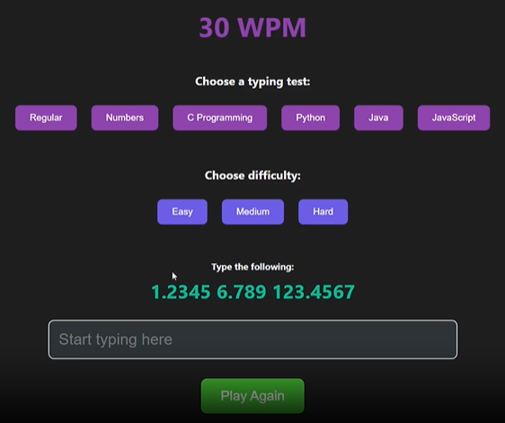 Typing Speed Test Game